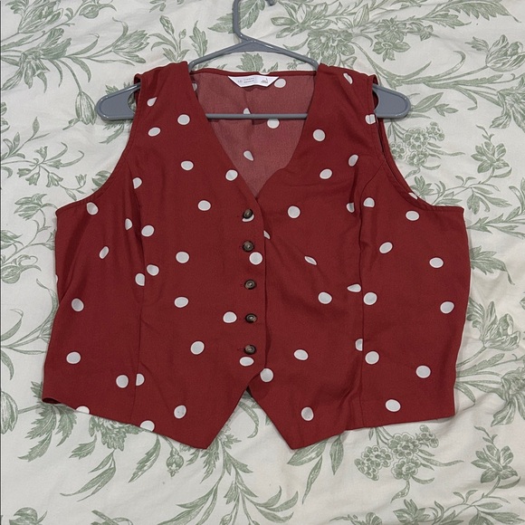 LC Lauren Conrad Red and White Polka Dot Top - Picture 1 of 5